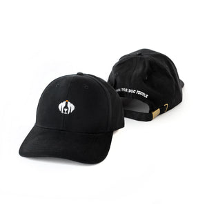 Black hat with Vodka for Dog People text on back and logo on front