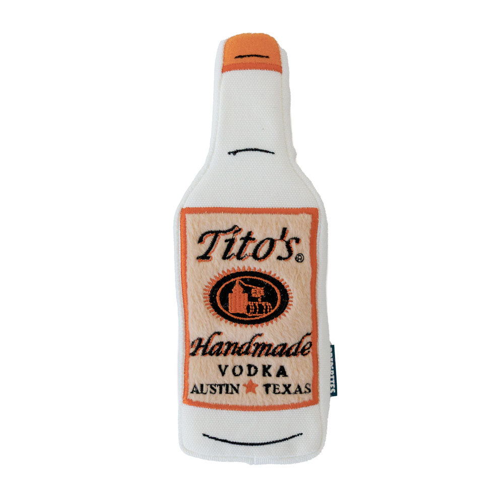 Front view of Tito's Bottle Toy with Tito's Handmade Vodka logo