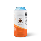Orange and white Tito's in Any* Can cooler-can-tumbler with Tito's Handmade Vodka logo