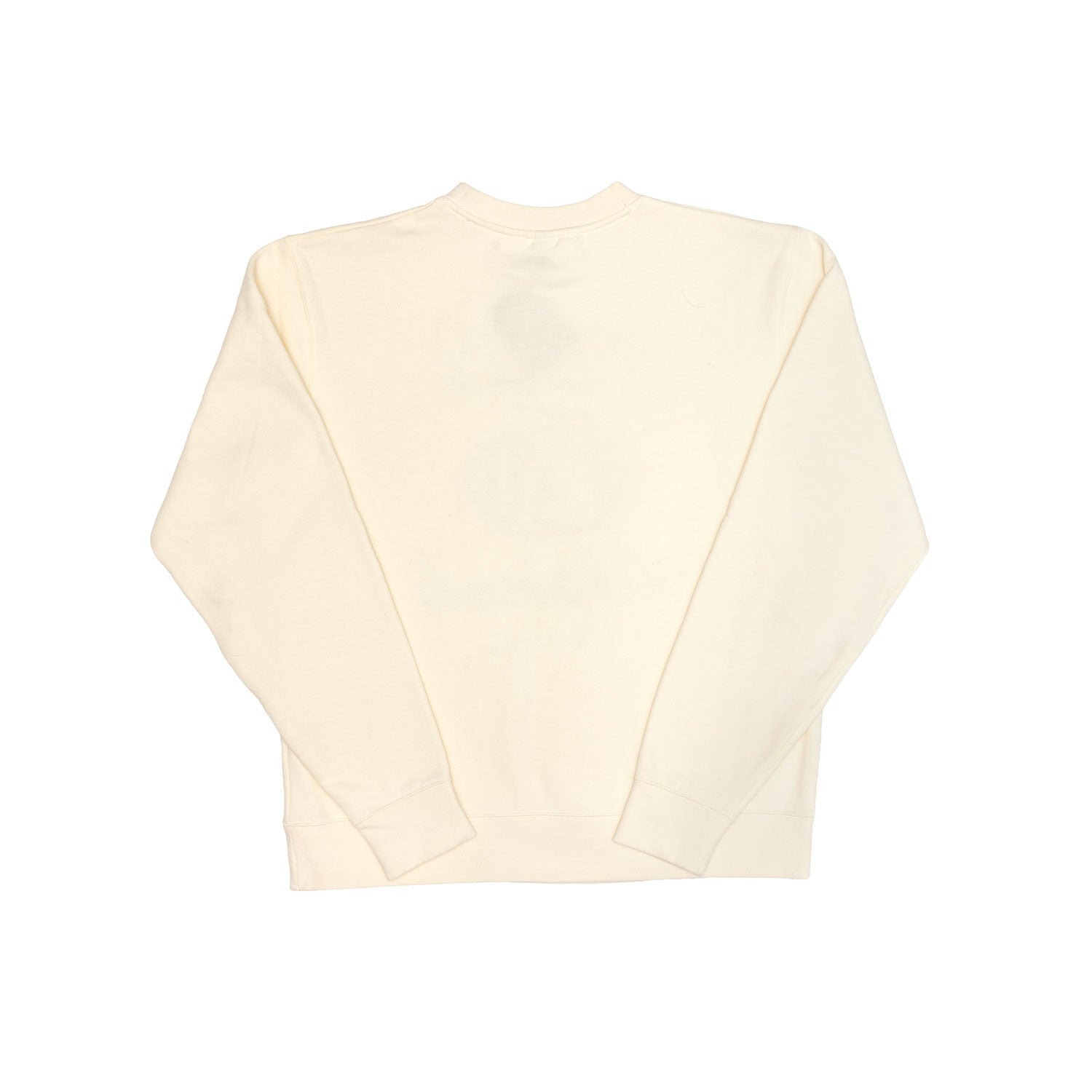 Back view of Cream crewneck with nothing printed on the back 