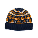 Navy blue Tito's beanie with orange holiday print