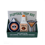 Tito's Puptail Toy Kit with Tito's Vodka For Dog People Ornament squeeze toy, Tito's Bottle Toy, and Tito's Espresso Martini Puptail squeeze toy