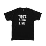 Black colored t-shirt with Tito's Soda Lime white text on the front