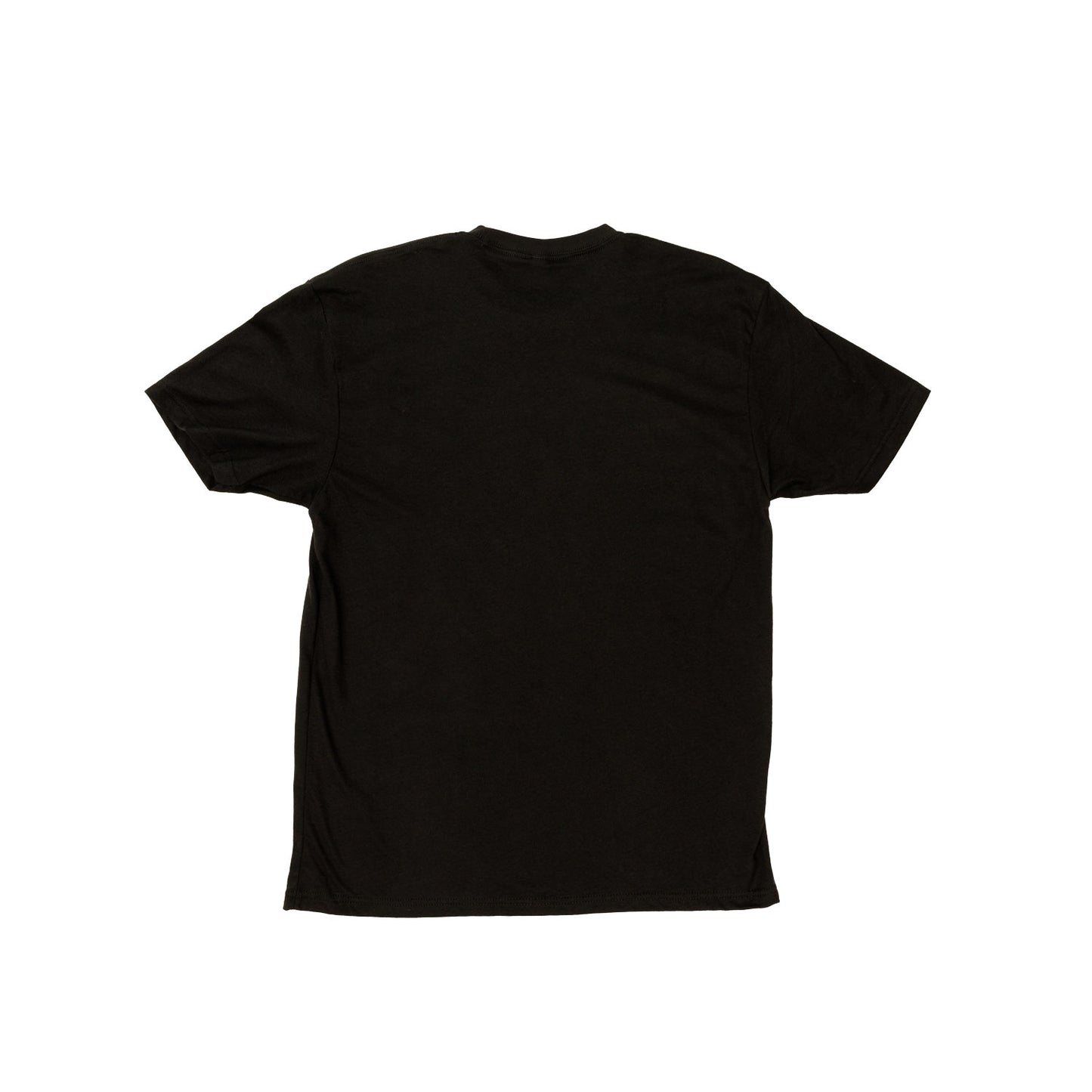 back view of a black shirt that has nothing on the back