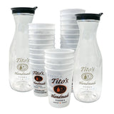 25 white Tito's cups, 25 straws, 2 acrylic Tito's carafes, 2 recipe cards