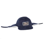 Navy snapback with Tito's Austin Texas leather patch and fuzzy ear flaps
