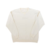 Front view of cream colored long sleeve crewneck pullover with Tito's embroidered wordmark