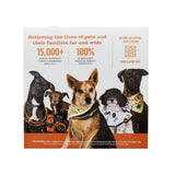 Back of orange and white desk calendar featuring five dogs in Tito's merchandise