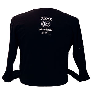 Black long sleeve with Tito's logo on the back below the neck line