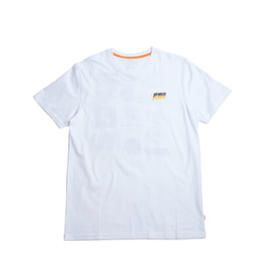White short sleeve tee with prince logo on the left chest 