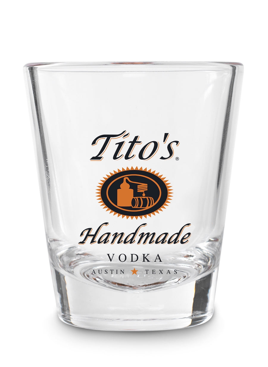 Tito's Handmade Vodka Logo embossed on shot glass