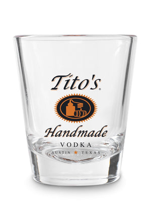 Tito's Handmade Vodka Logo embossed on shot glass
