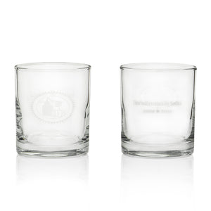 Front and back view of glass, comes in set of two